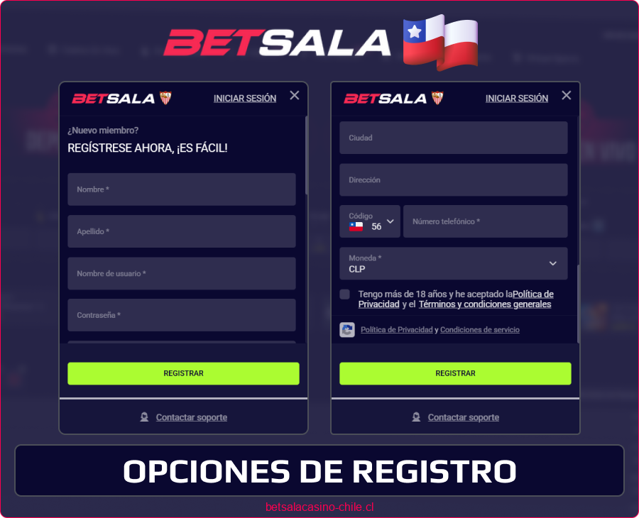 Manual para crear una cuenta en Betsala CL